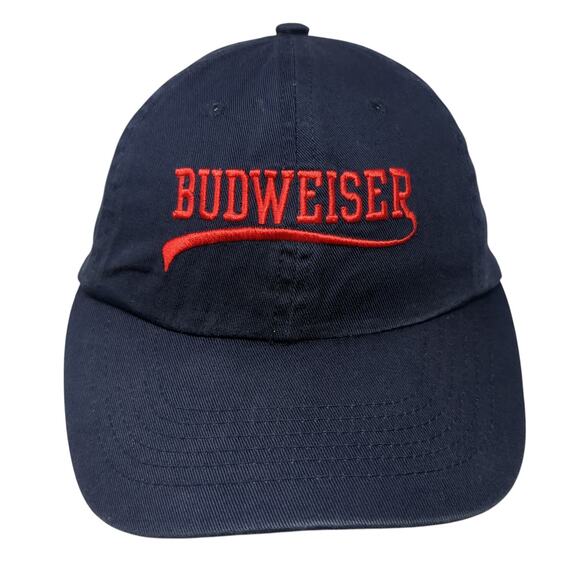 Budweiser Strapback Baseball Cap Blue One Size Adjustable Embroidered 6 Panel - Picture 1 of 9